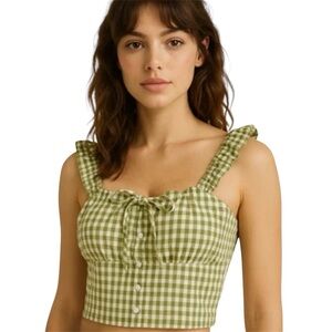 Green Ruffle Strap Top